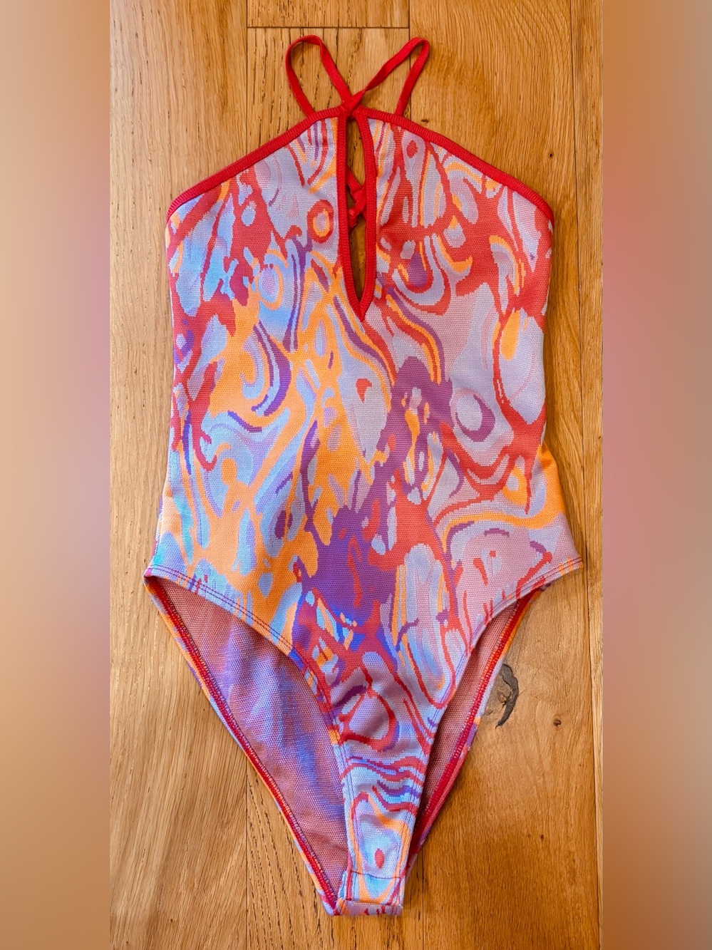 Zara jacquard bodysuit abstract swirl print halter style adjustable straps